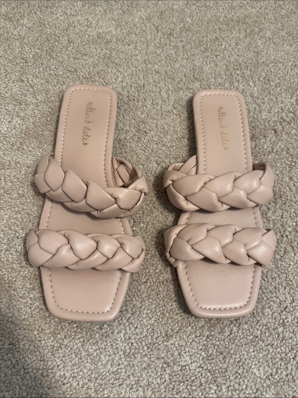 Altar'd State Blush Braided Double-Strap Slide Sandals